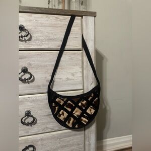 Small Half-Moon Cowhide Shoulder Bag